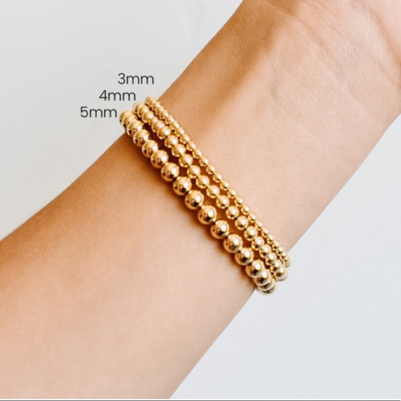 Last1! (3) 14k Gold Beaded Stretch Bracelet Set - Picture 3 of 4